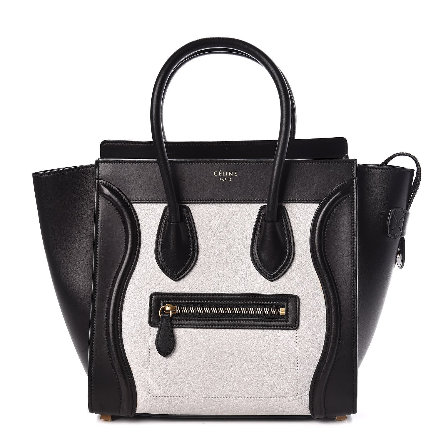 Celine Shrunken Lambskin Micro Bi-Color Luggage Black White 1 of 13