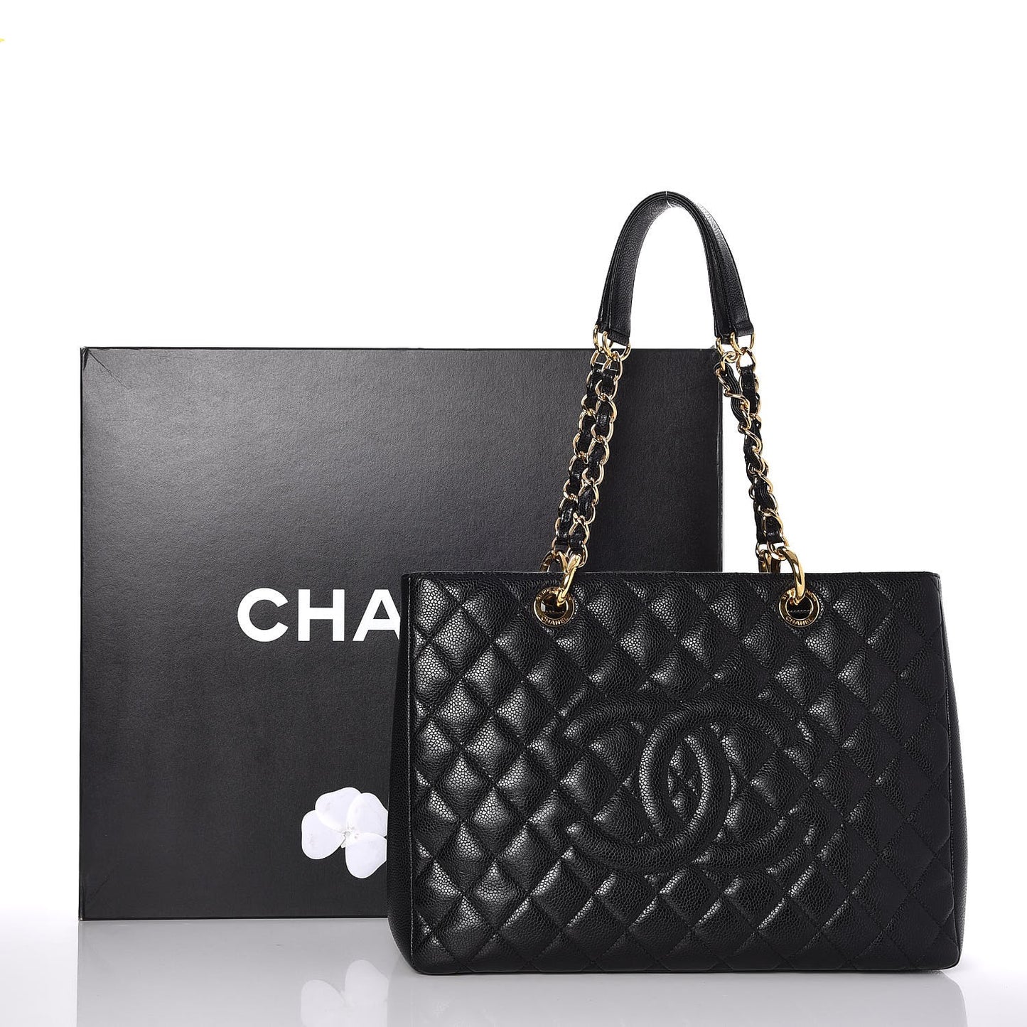 Caviar Quilted Grand Shopping Tote GST Black