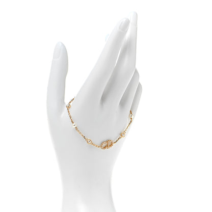 Christian Dior Metal Crystal Pearl CD Bracelet Gold 2 of 4