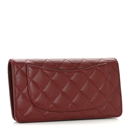 Chanel Caviar Quilted Yen Wallet Dark Red 3 of 12