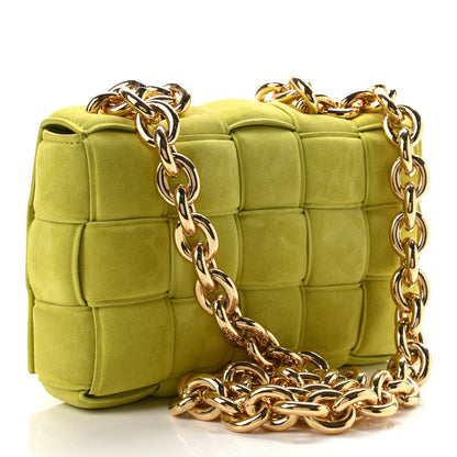 Bottega Veneta Suede Maxi Intrecciato Padded Chain Cassette Crossbody Bag Kiwi 3 of 12