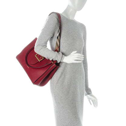 Burberry Soft Grain Calfskin Medium Buckle Tote Parade Red 2 of 8