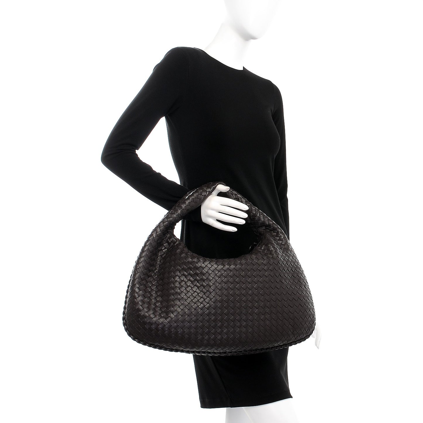 Nappa Intrecciato Large Veneta Hobo Ebano