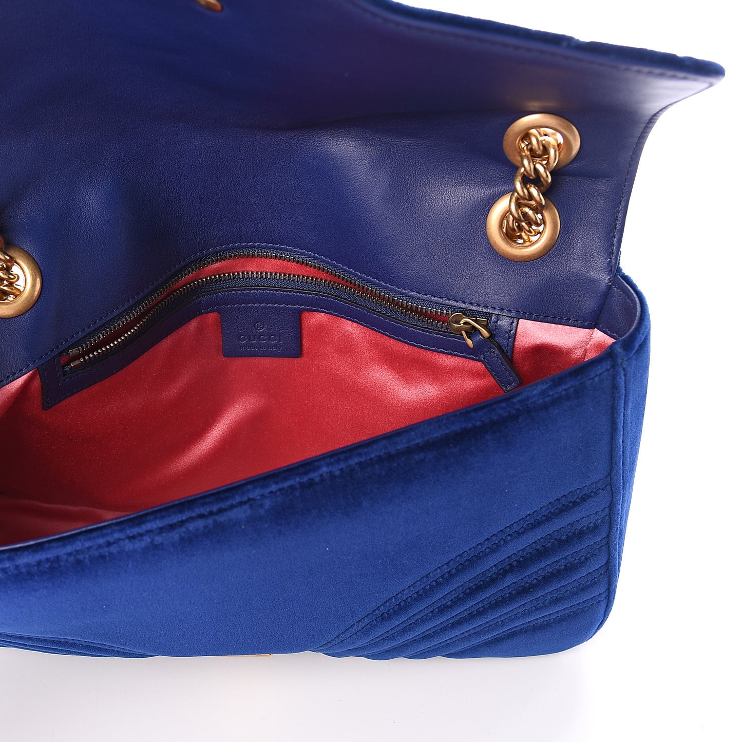 Velvet Matelasse Medium GG Marmont Shoulder Bag Cobalt Blue