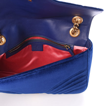 Gucci Velvet Matelasse Medium GG Marmont Shoulder Bag Cobalt Blue 4 of 8