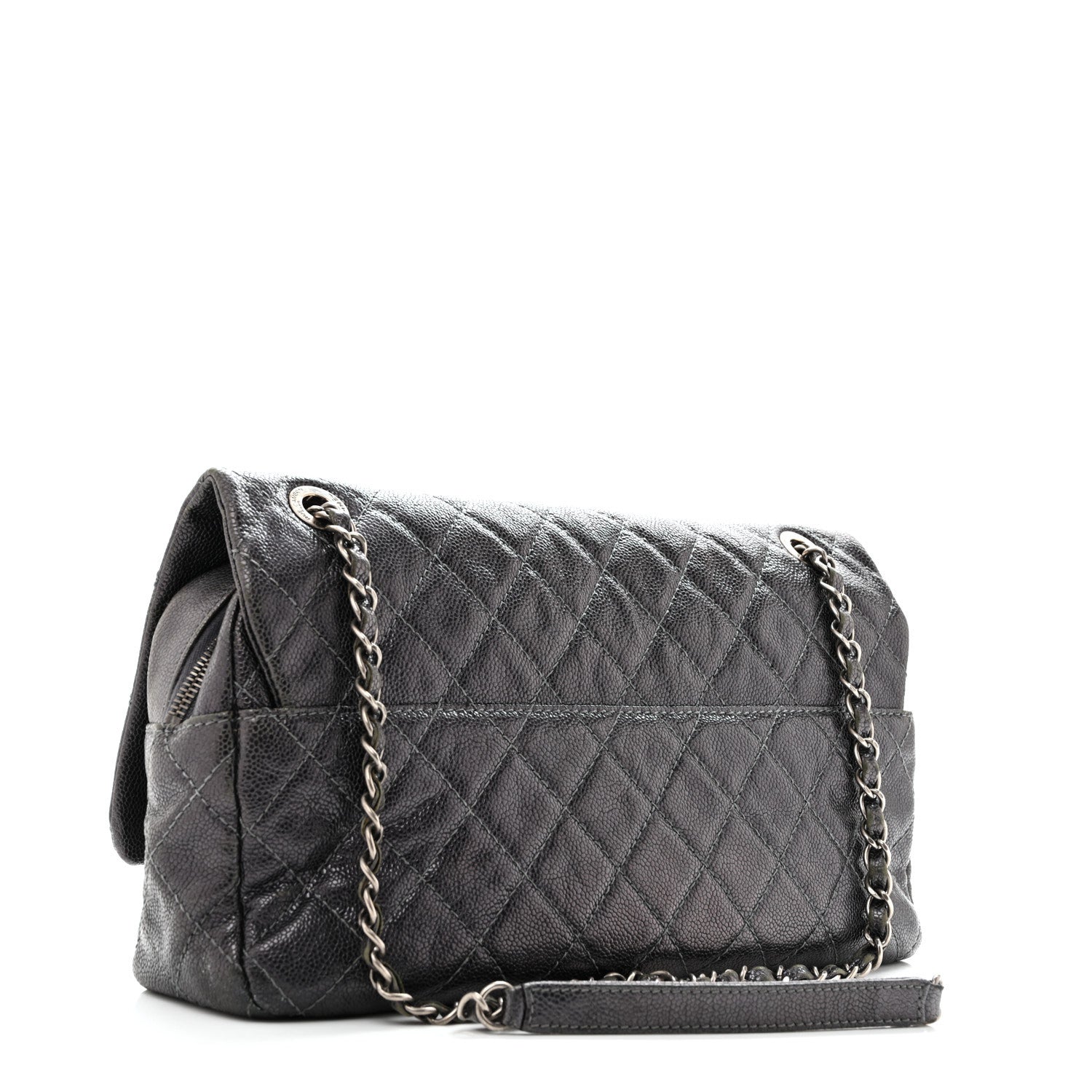 Chanel Iridescent Caviar Quilted Jumbo Easy Flap Silver 2 of 14
