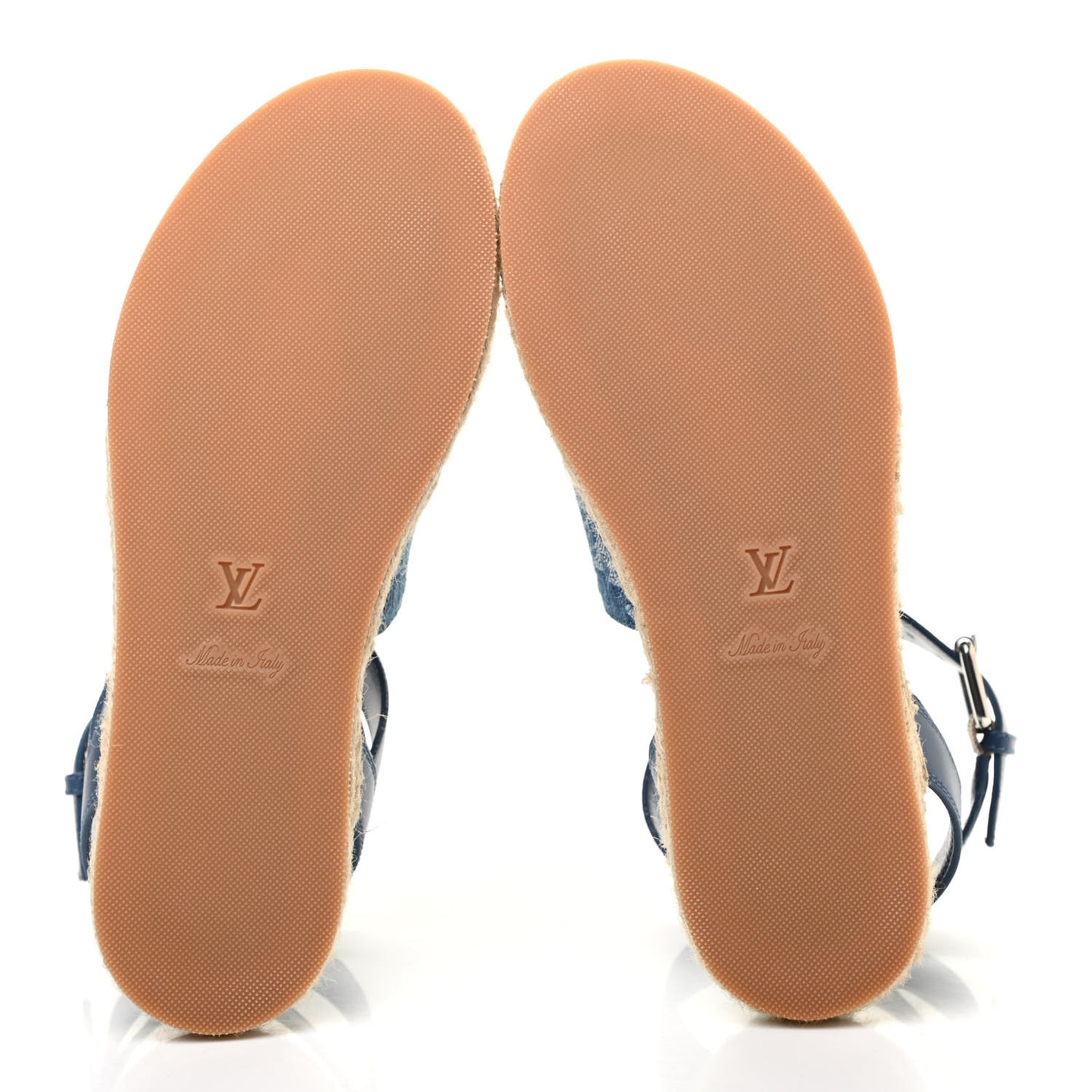 Monogram Denim Starboard Espadrille Flat Sandal 37 Blue
