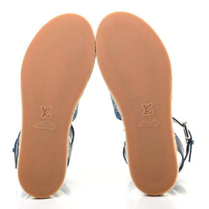 Louis Vuitton Monogram Denim Starboard Espadrille Flat Sandal 37 Blue 5 of 7