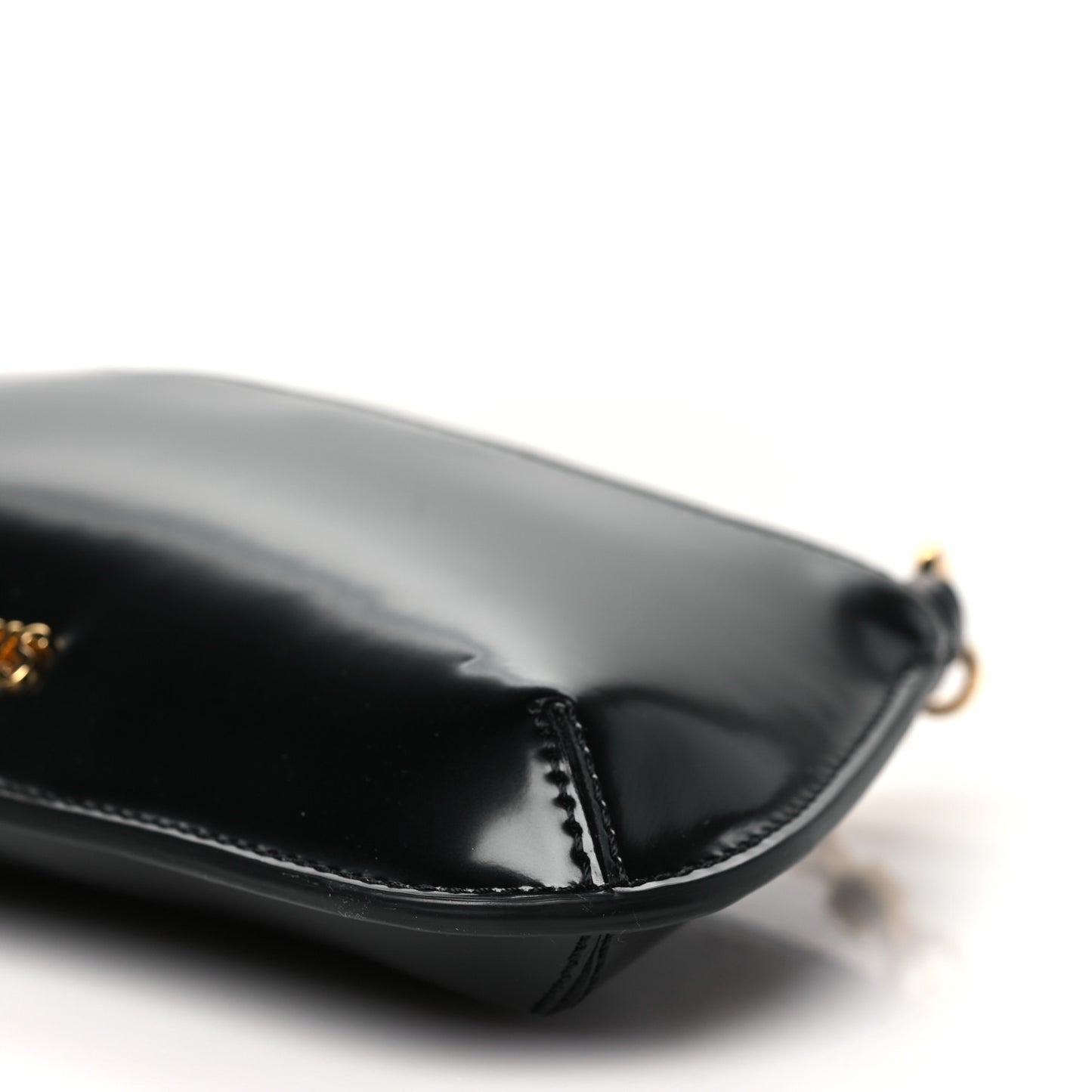 Glazed Calfskin The Small Bisou Chaine Shoulder Bag Black