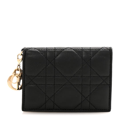 Christian Dior Lambskin Cannage Small Lady Dior Flap Card Holder Black 1 of 10