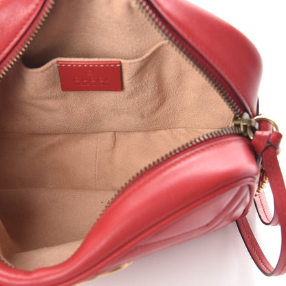 Gucci Calfskin Matelasse Mini GG Marmont Chain Shoulder Bag Hibiscus Red 5 of 11