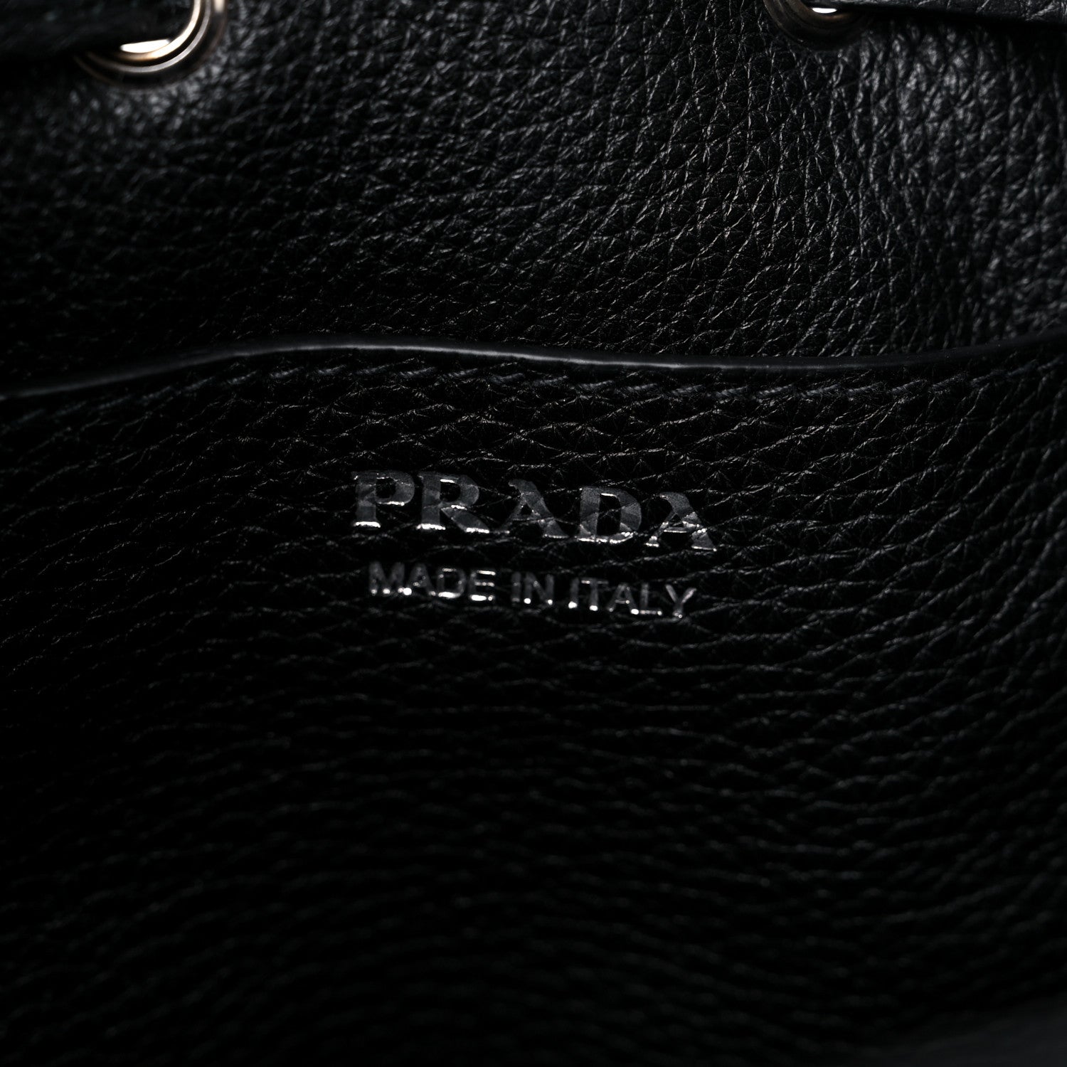 Prada Vitello Daino Soft Drawstring Bucket Bag Black 6 of 9