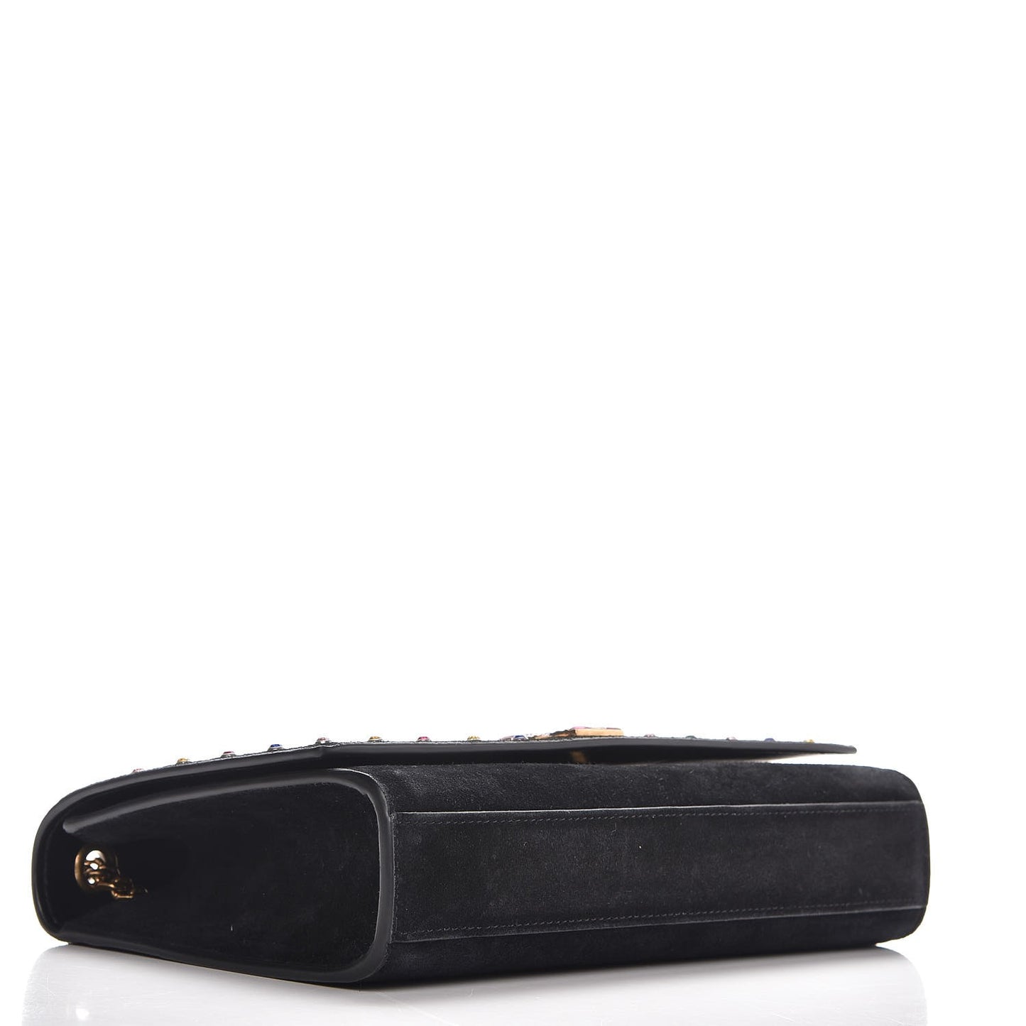 Suede Crystal Medium Classic Monogram Kate Satchel Nero Black
