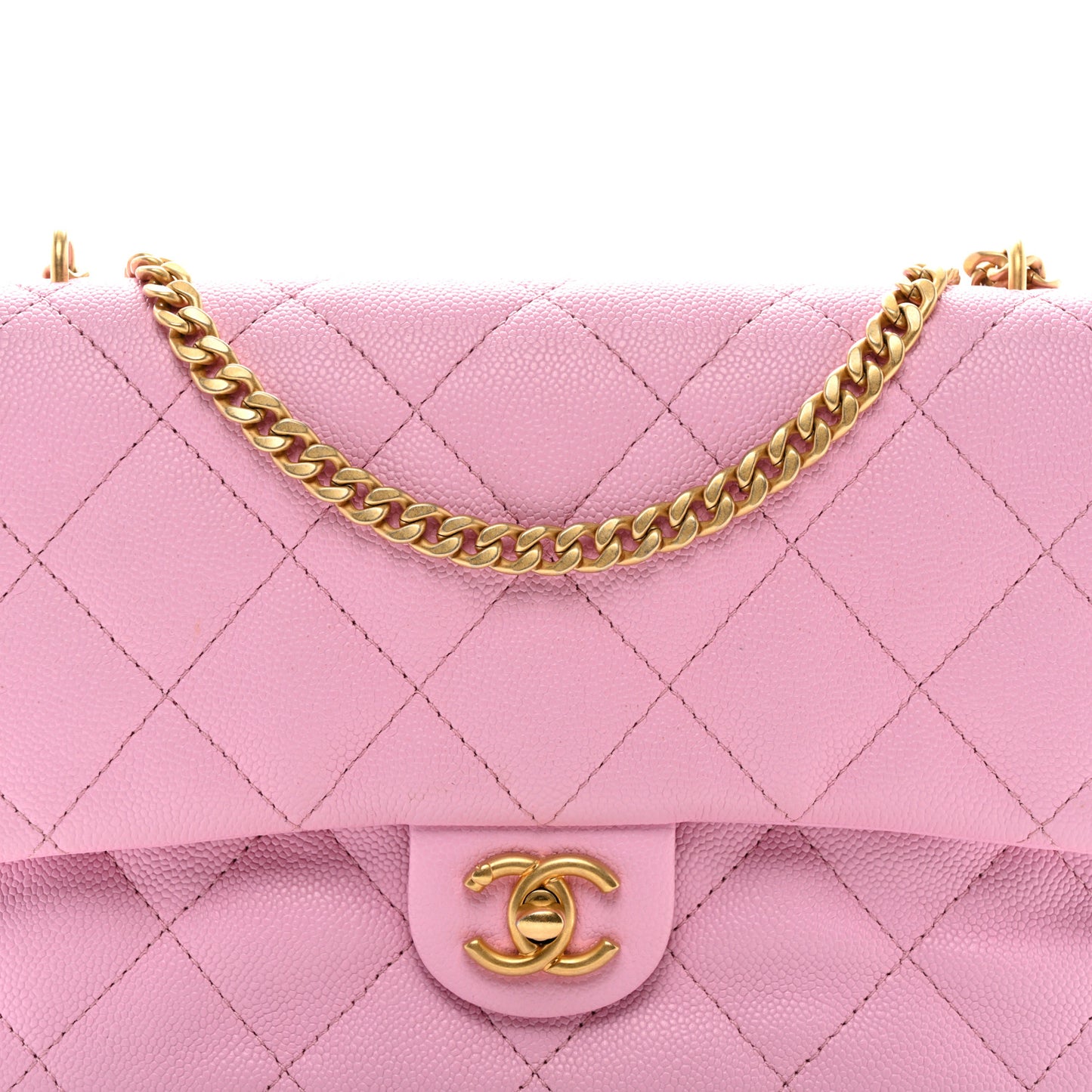 Caviar Quilted Sweetheart Flap Pink