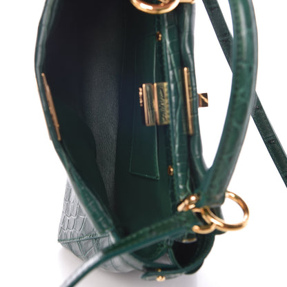 Fendi Shiny Crocodile Shiny Nappa Mini Peekaboo Iconic Satchel Emerald 5 of 8