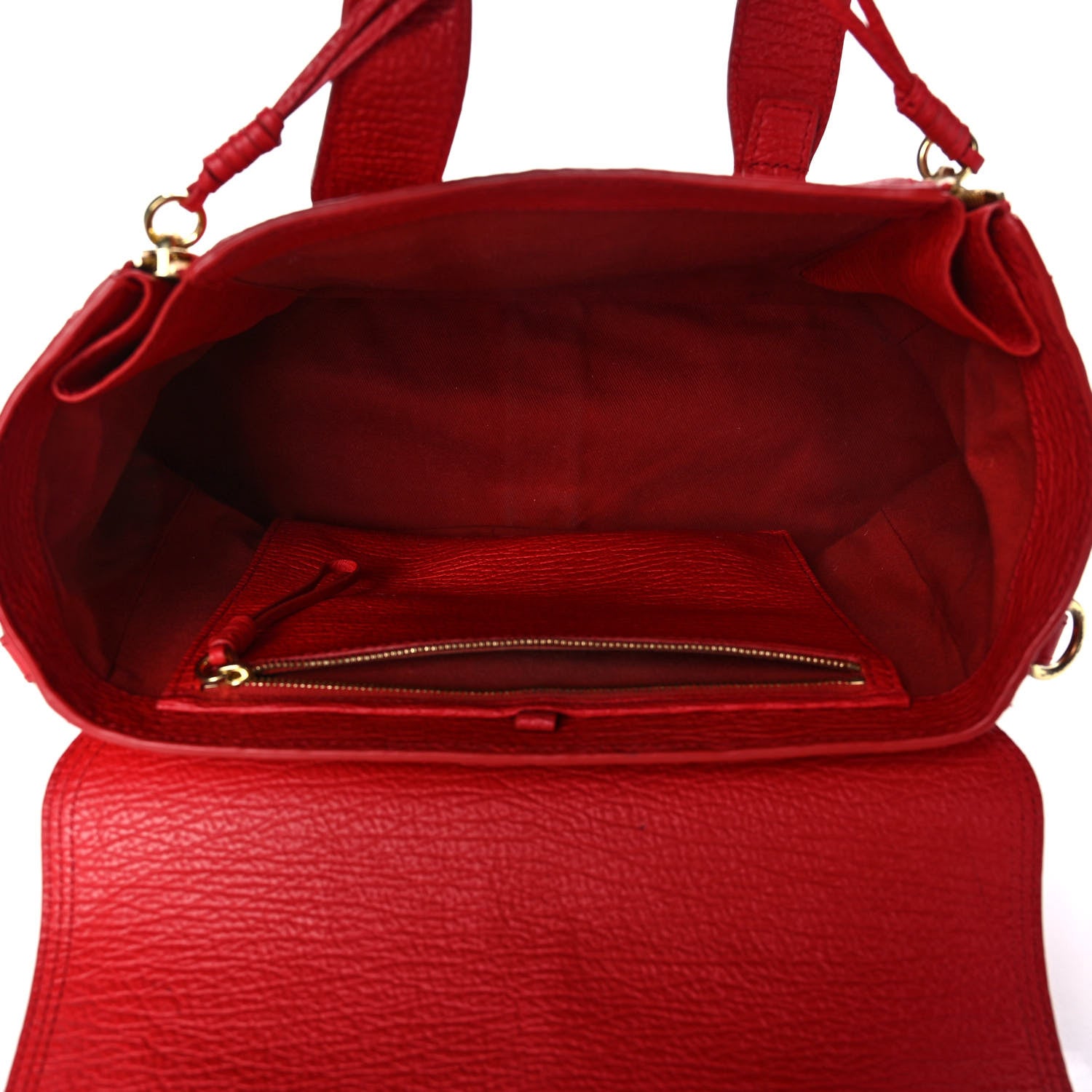 3.1 Phillip Lim Textured Calfskin Medium Pashli Satchel Red 5 of 12