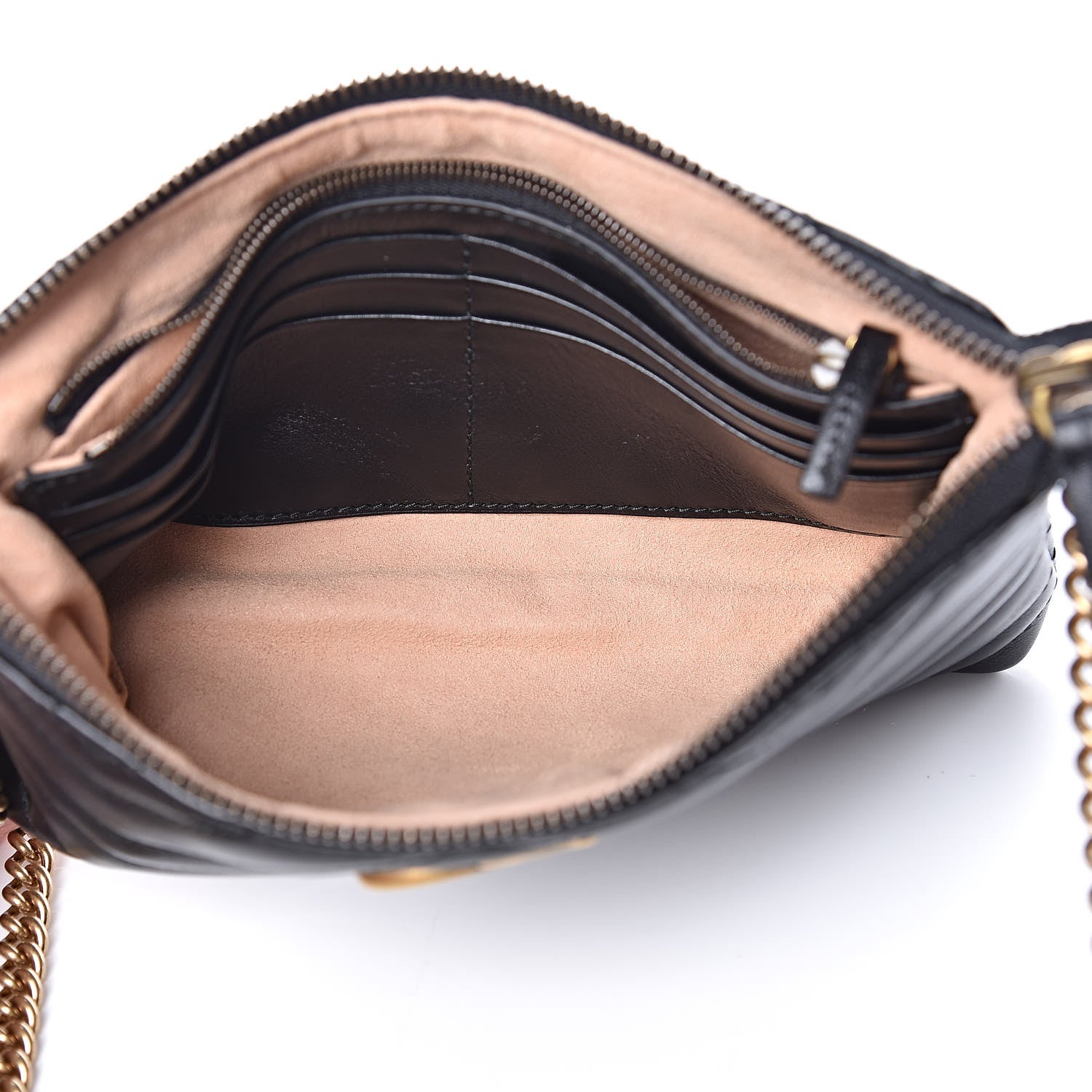 Gucci Calfskin Matelasse Mini GG Marmont Chain Bag Black 5 of 9