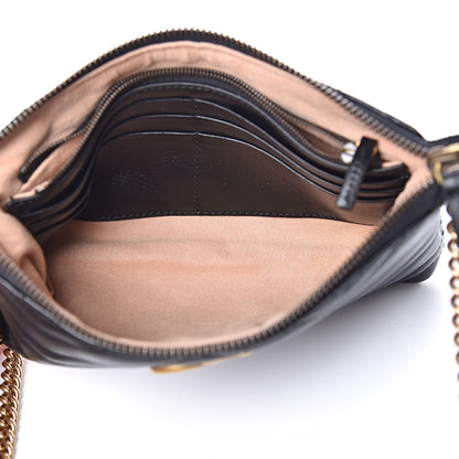 Gucci Calfskin Matelasse Mini GG Marmont Chain Bag Black 5 of 9