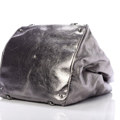 Chanel Metallic Cracked Calfskin Modern Chain Tote Dark Silver 7 of 10