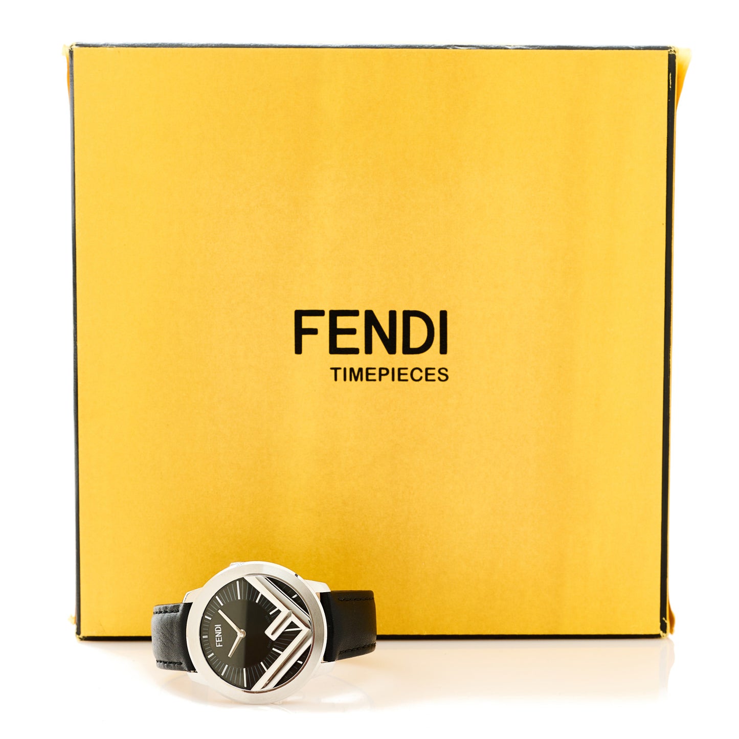 Stainless Steel Calfskin 40mm F is Fendi Run Away Quartz Watch Black