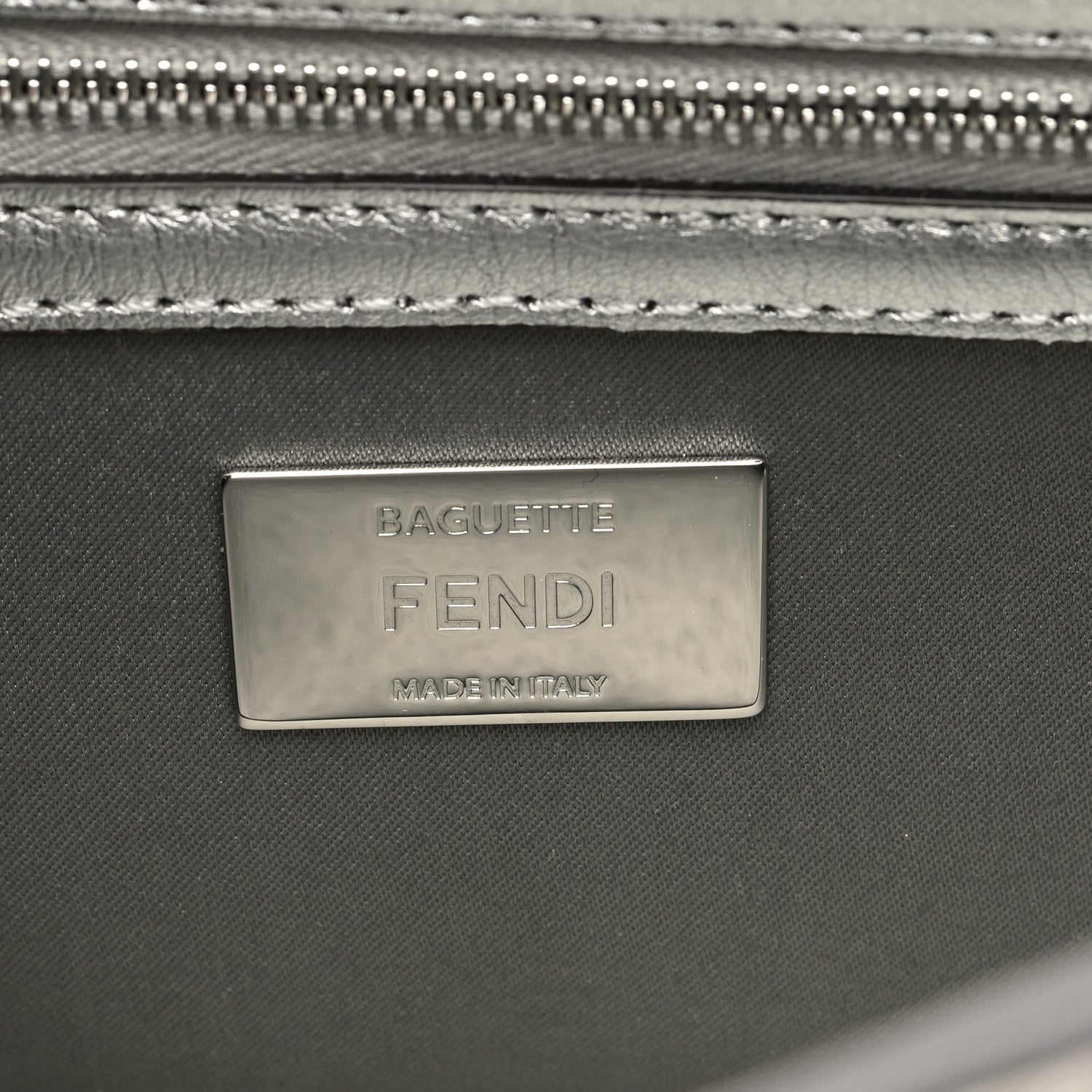 Fendi Crystal Vitello Laminato FF Medium Baguette Crystal Argento 6 of 9