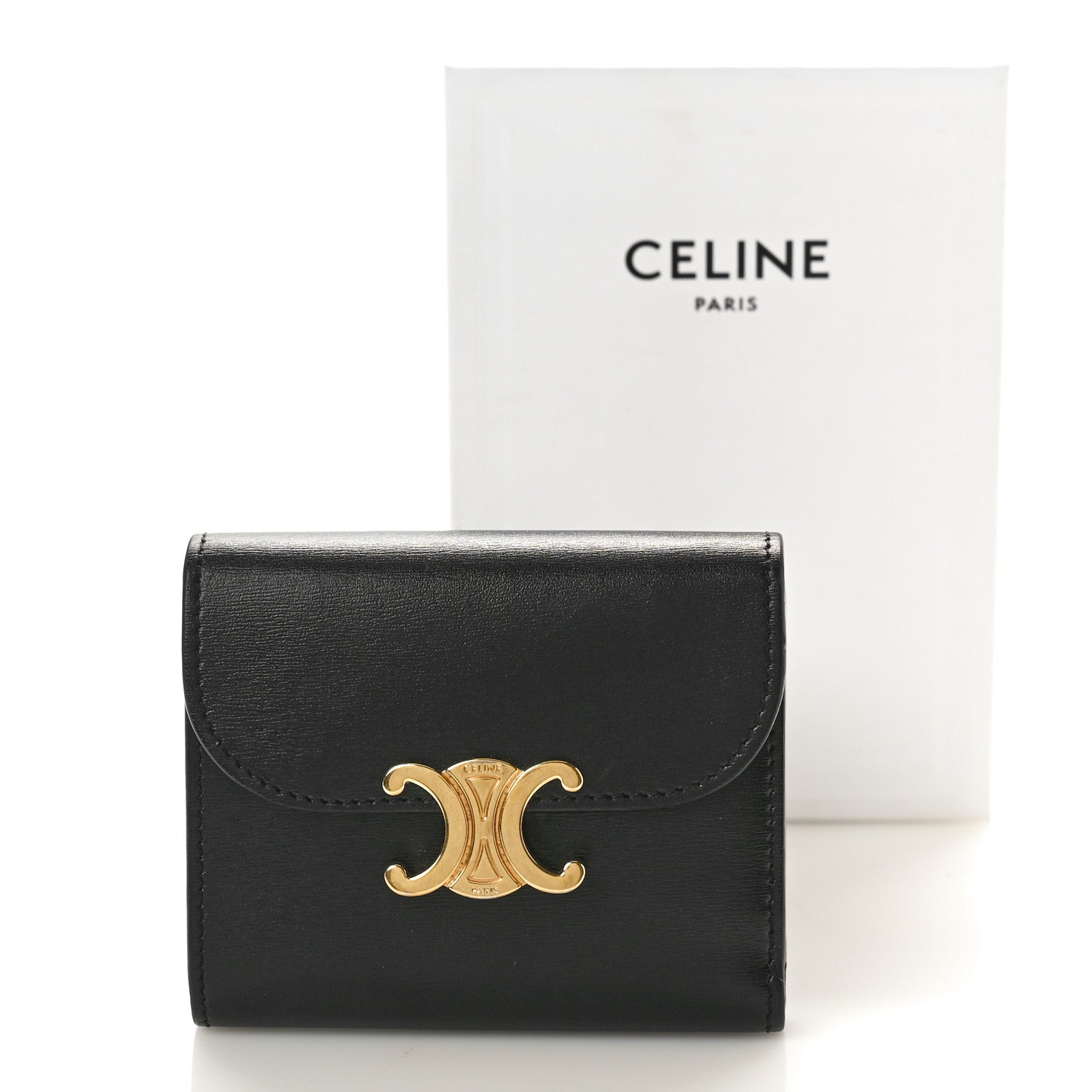 Celine Shiny Calfskin Small Triomphe Wallet Black 11 of 11