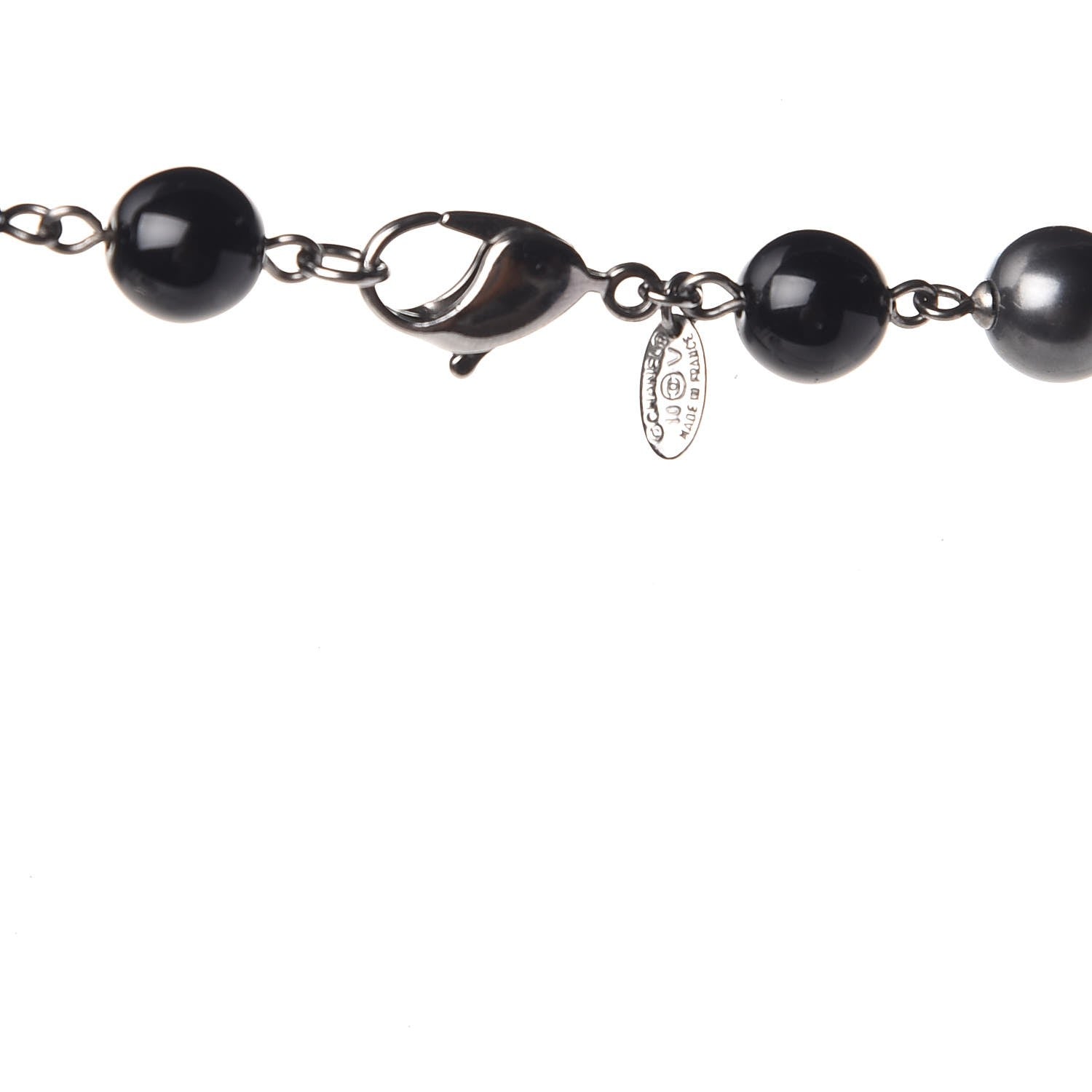 Chanel Ruthenium Pearl Bead CC Long Necklace Black 4 of 5