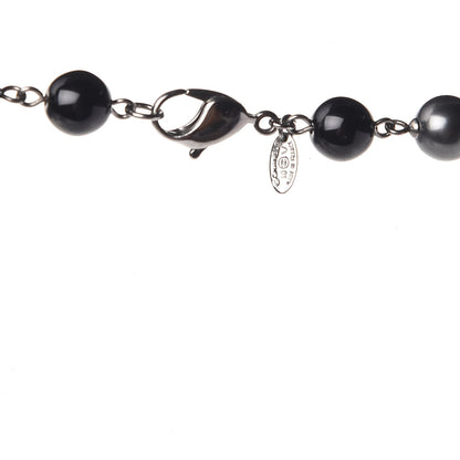 Chanel Ruthenium Pearl Bead CC Long Necklace Black 4 of 5