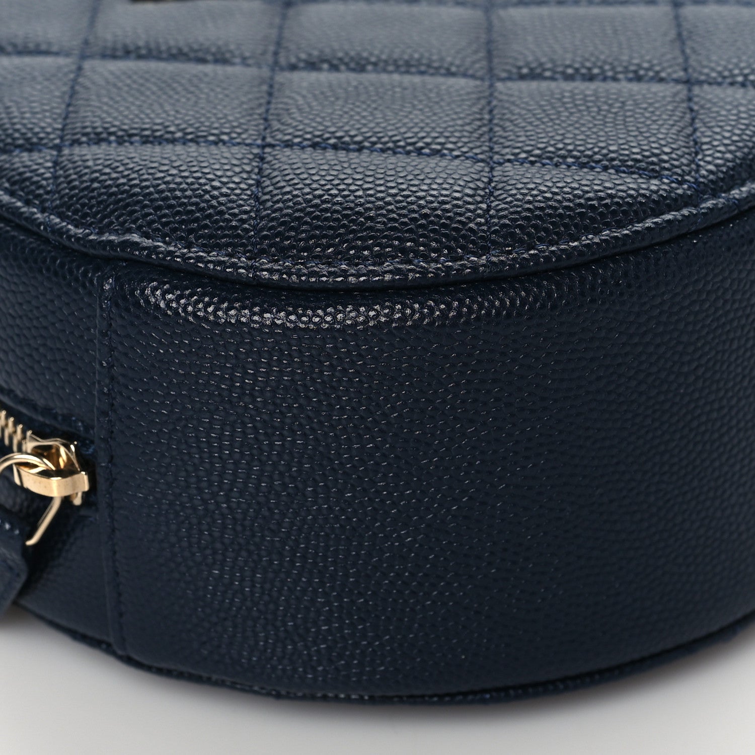 Chanel Caviar Quilted Gripoix CC Round Clutch With Chain Navy 9 of 11