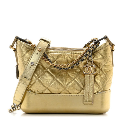 Chanel Metallic Aged Calfskin Quilted Small Gabrielle Hobo Gold 1 of 15