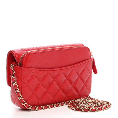 Chanel Caviar Quilted Flap Phone Holder With Chain Red 3 of 14