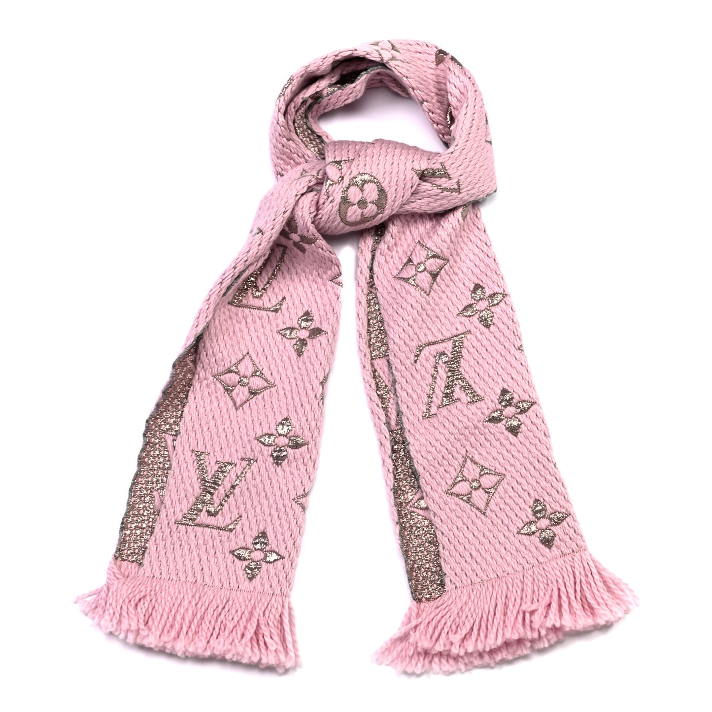 Wool Silk Logomania Shine Scarf Pink