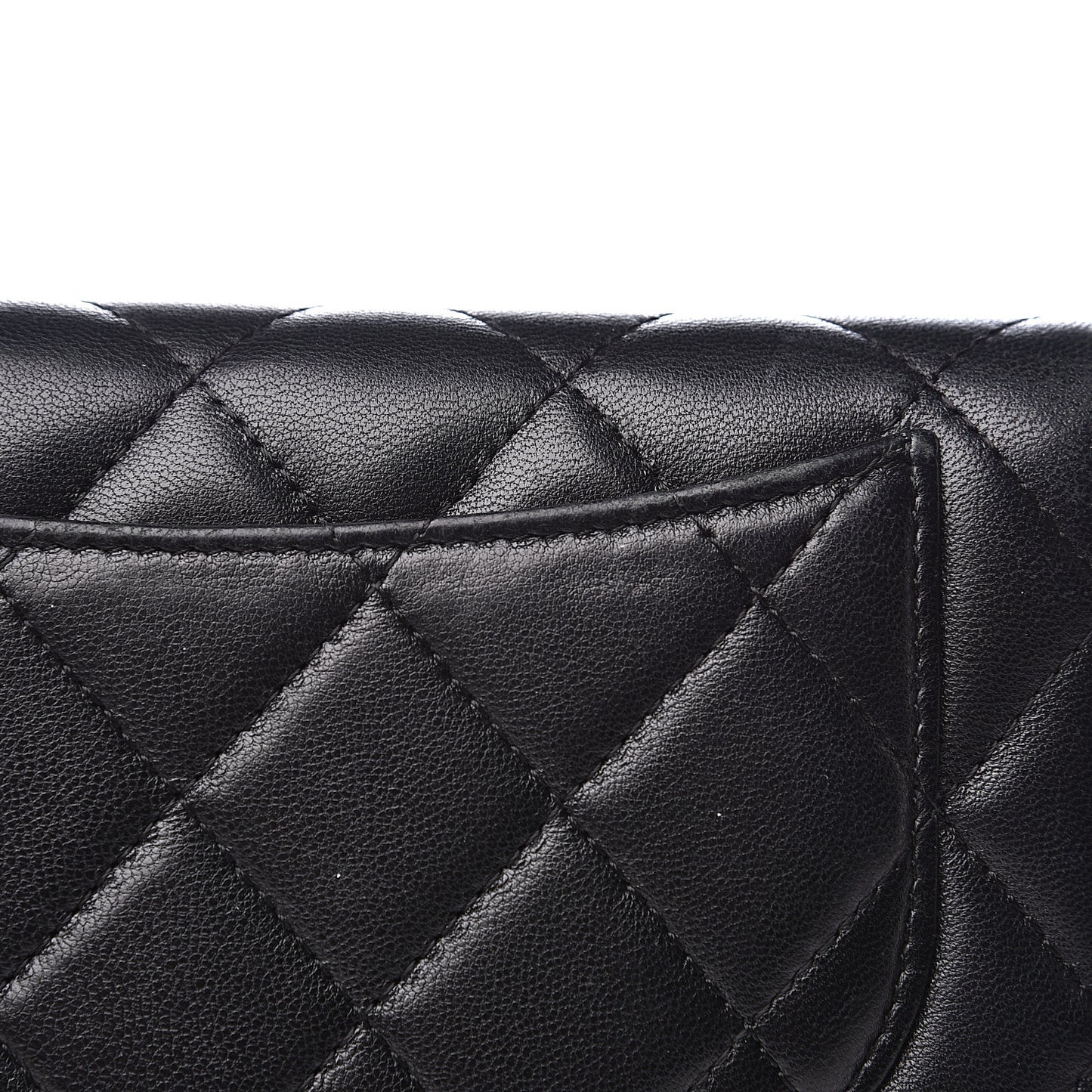 Lambskin Quilted Large Flap Wallet Black