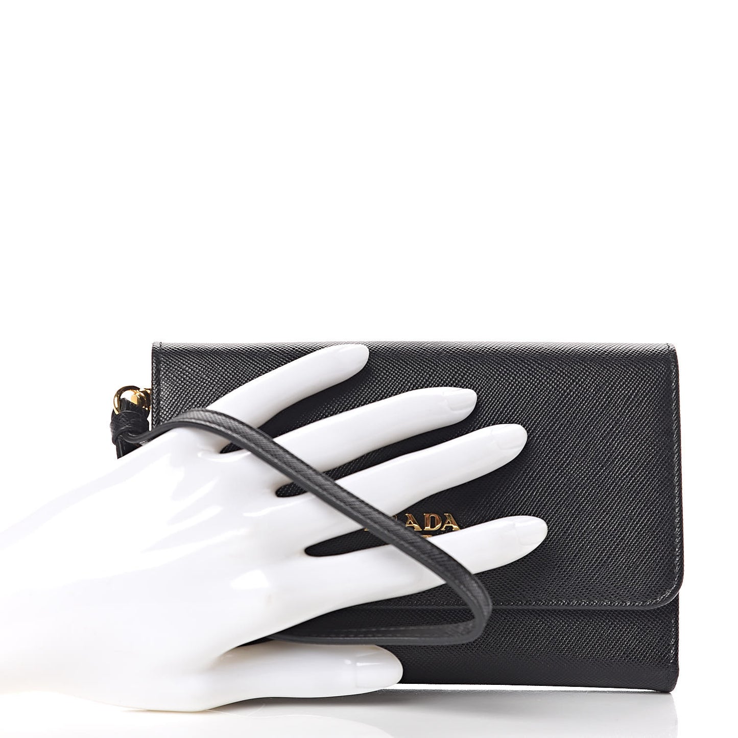 Saffiano Metal Wristlet Black
