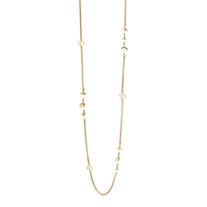 Christian Dior Metal Crystal Pearl CD Necklace Gold 1 of 5