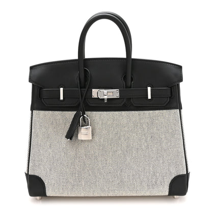 Hermes Toile H Swift Birkin 25 Ecru Black 1 of 11