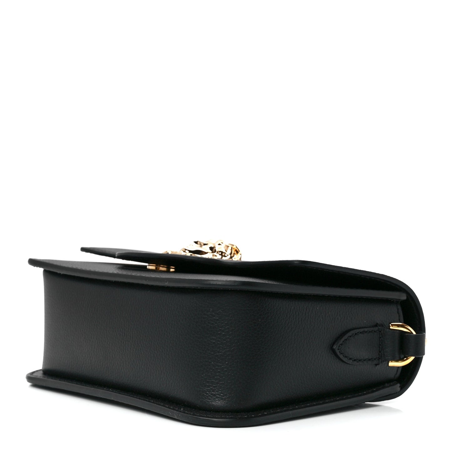 Grained Calfskin La Medusa Flap Shoulder Bag Black