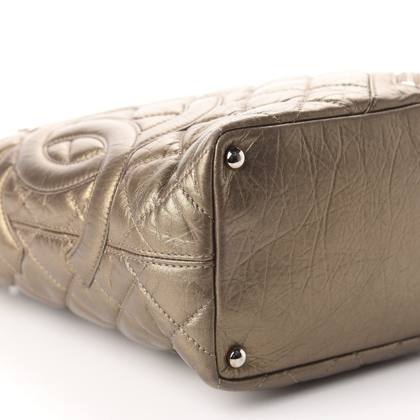 Metallic Aged Calfskin Quilted Medium Cotton Club Tote Bronze
