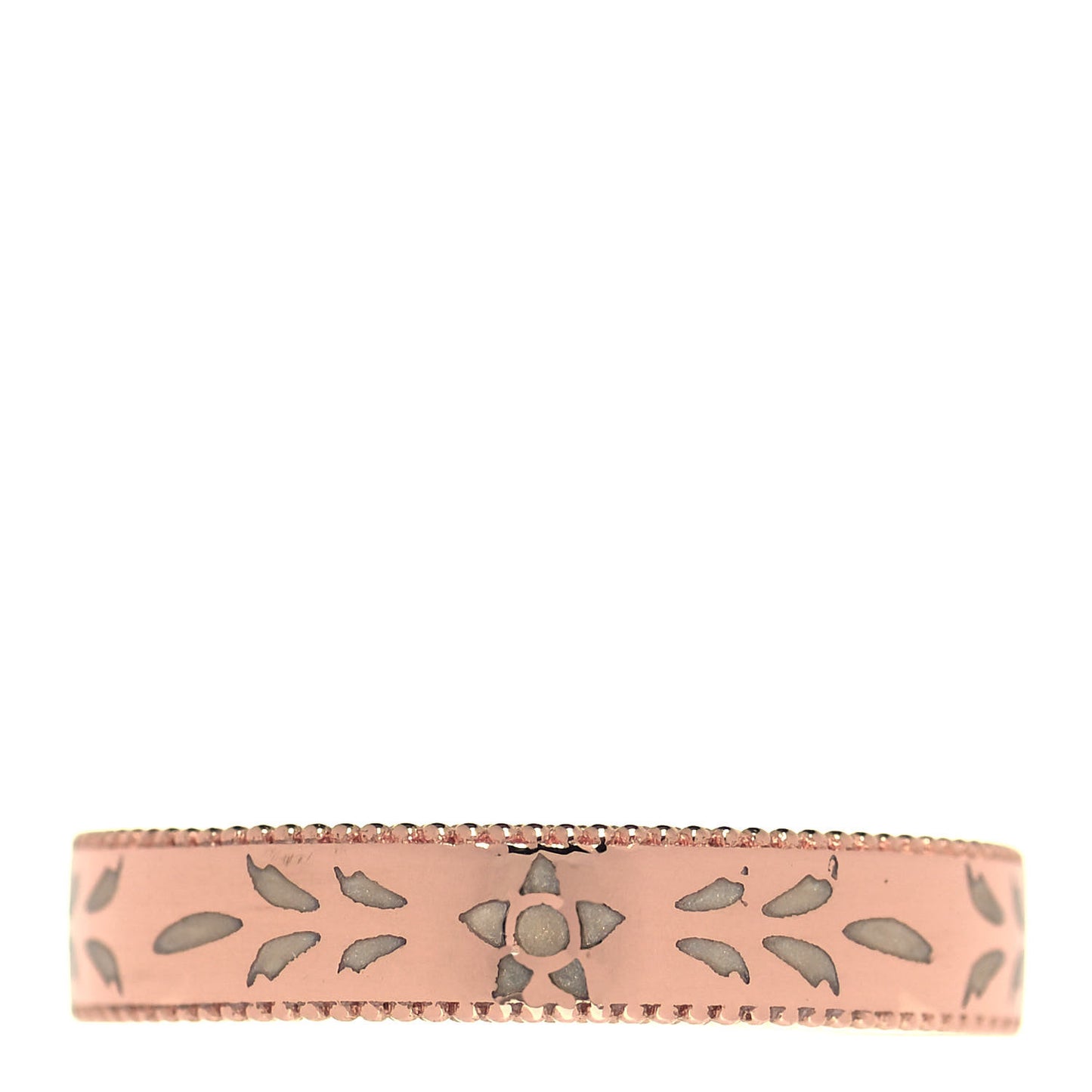 18K Rose Gold Enamel 4mm Icon Blooms Band Ring 57 8
