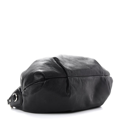 Prada Soft Calfskin Pleated Hobo Black 4 of 9