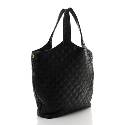 Saint Laurent Lambskin Quilted Maxi Icare Shopping Tote Black 4 of 12