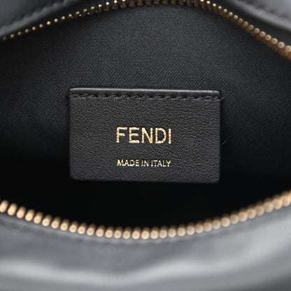 Fendi Glazed Fabric Vitello Century FF 1974 Stamp Patch Mini Camera Case Mogano Panna Black 6 of 10