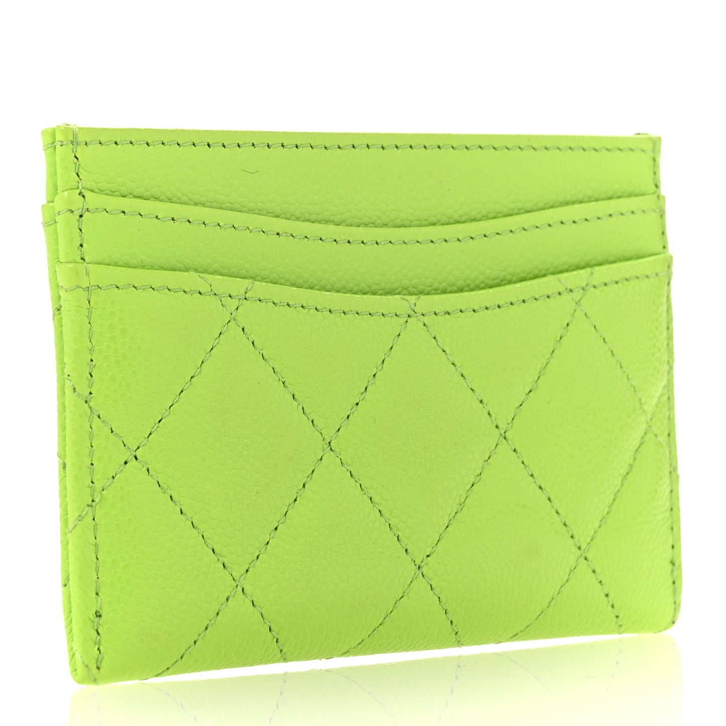 Caviar Quilted Card Holder Green