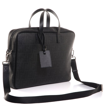 Fendi Vitello Elite FF Business Handbag Black Cobalto 3 of 11