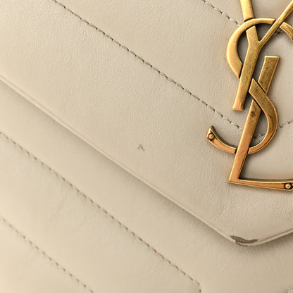 Saint Laurent Calfskin Y Quilted Monogram Small Loulou Chain Satchel Blanc Vintage 13 of 19