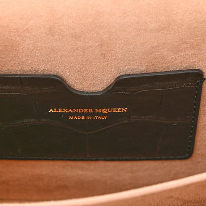 Alexander McQueen Calfskin Crocodile Embossed Box Shoulder Bag 19 Black 7 of 9