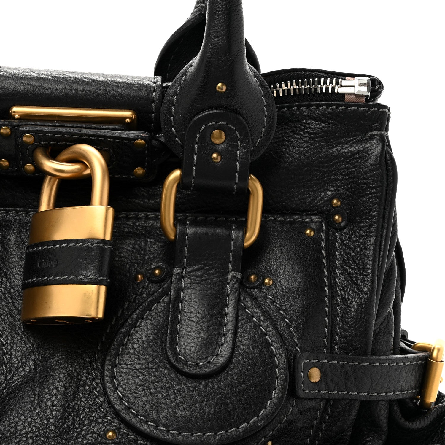 Chloe Grained Calfskin Paddington Tote Black 7 of 9