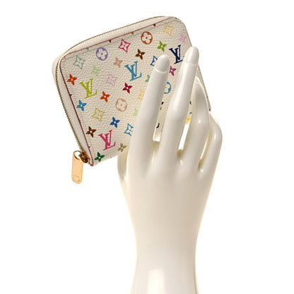 Louis Vuitton Monogram Multicolor Zippy Coin Purse Wallet White Litchi 2 of 6