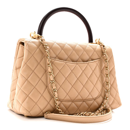 Chanel Caviar Lizard Quilted Small Coco Handle Flap Beige 3 of 10