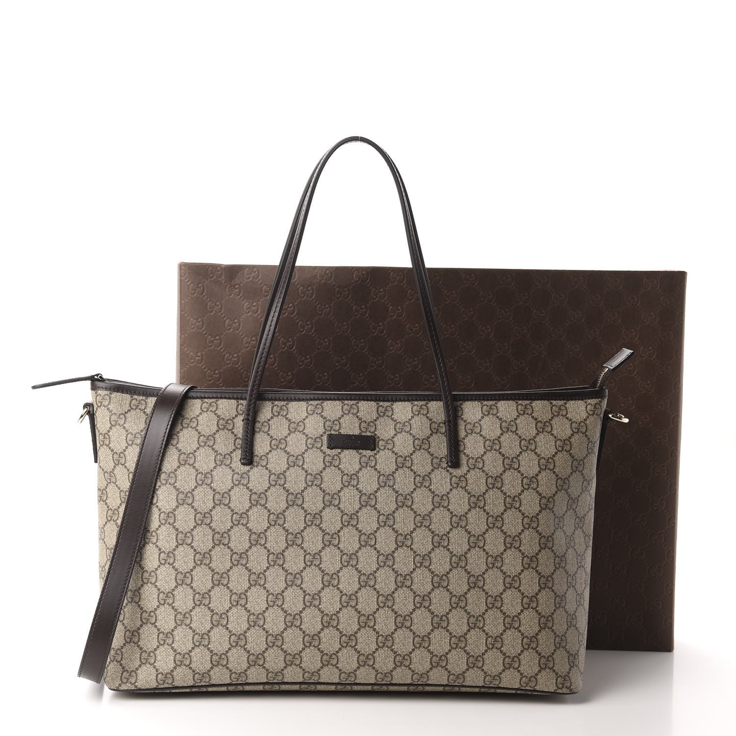 Gucci GG Supreme Monogram Medium Zippered Tote Dark Brown 11 of 11
